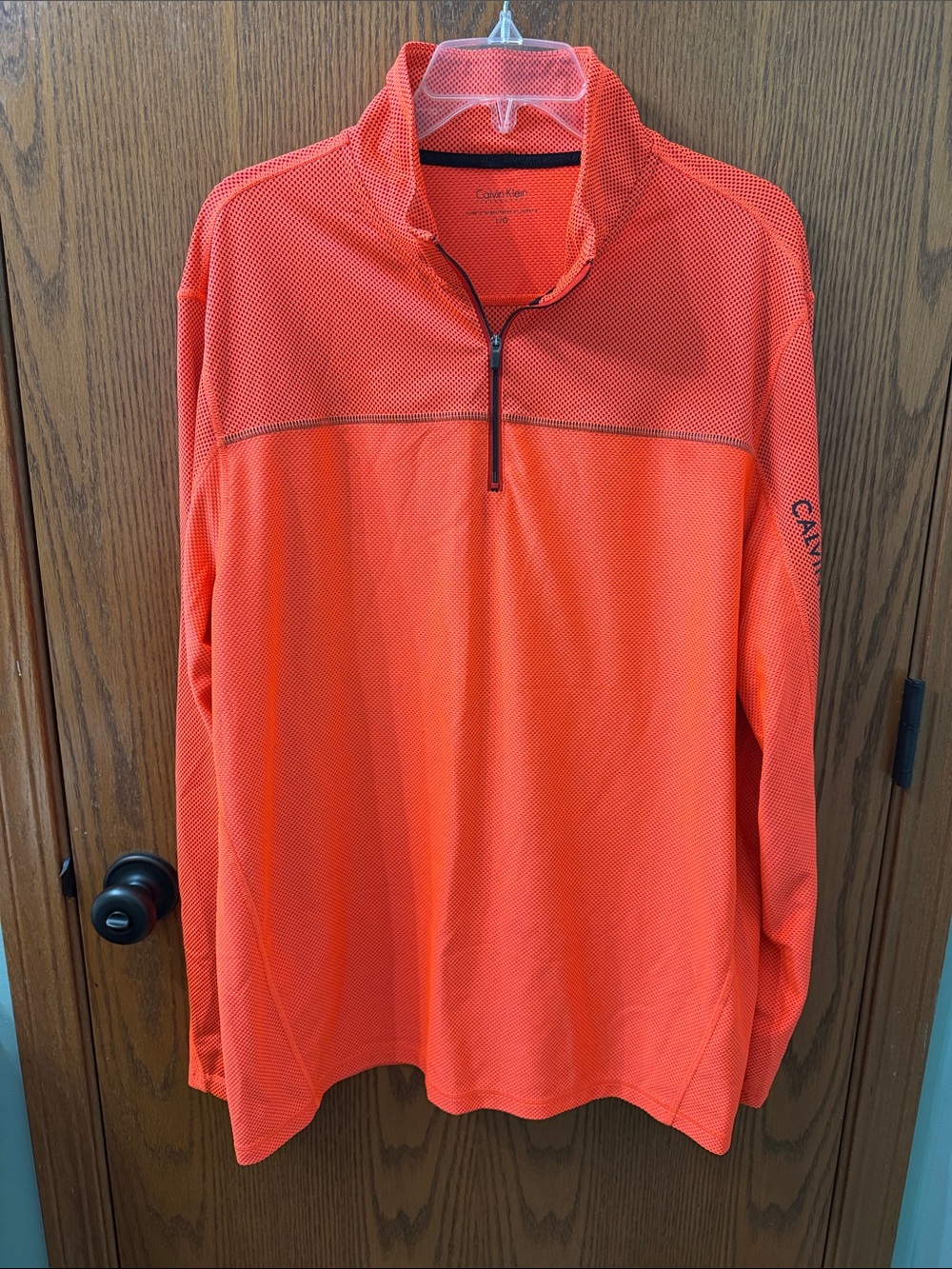 Calvin Klein Men's Bright Orange Half-Zip Lightweight Pullover